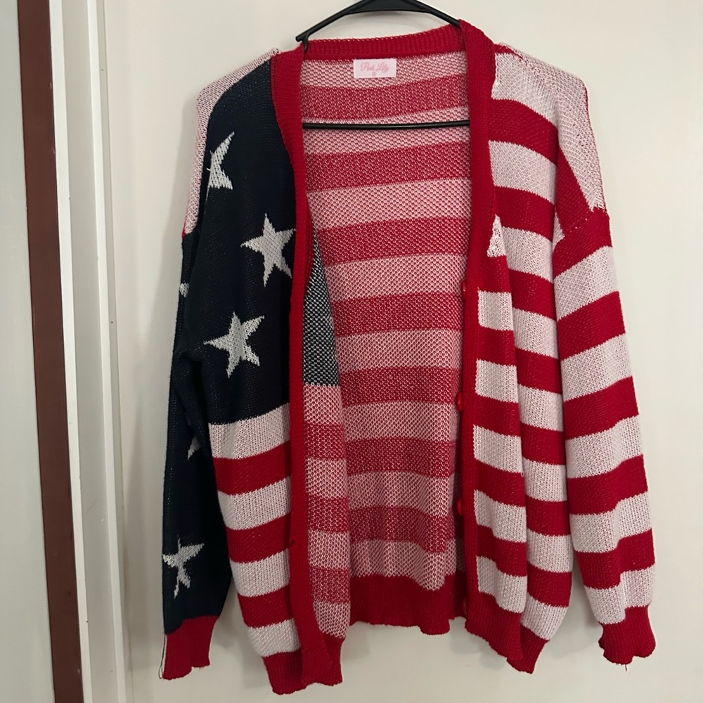 Patriotic Red, White, and Blue Cardigan